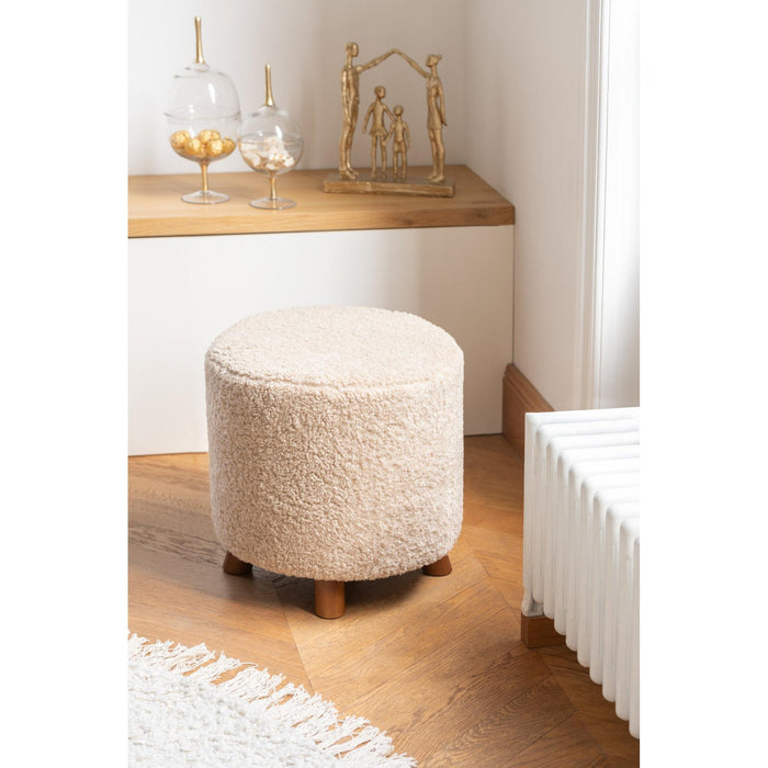 Poef Beige Polyester Schaap 42 cm-Poefen-J-Line