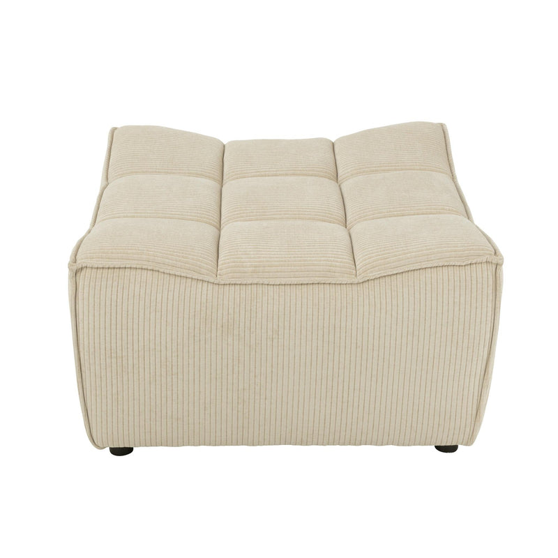 Poef Beige Stof Populierenhout Ottoman 92 cm 92x84x44 cm-Poefs-J-Line
