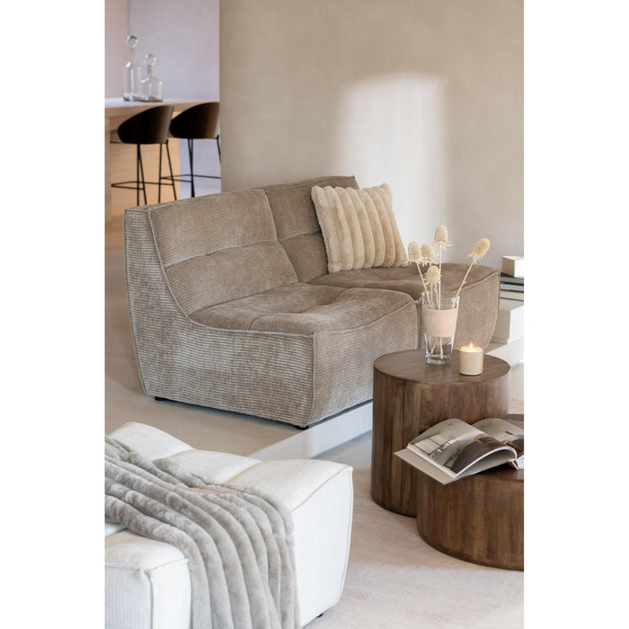 Poef Beige Stof Populierenhout Ottoman 92 cm-Poefs-J-Line