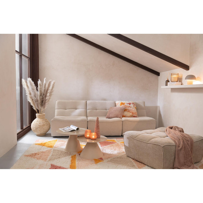 Poef Beige Stof Populierenhout Ottoman 92 cm-Poefs-J-Line