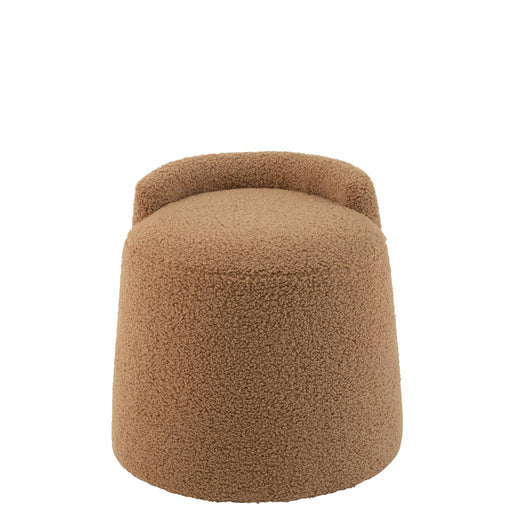 Poef Bruin Bouclé Teddy Rond 40 cm-Poefen-J-Line