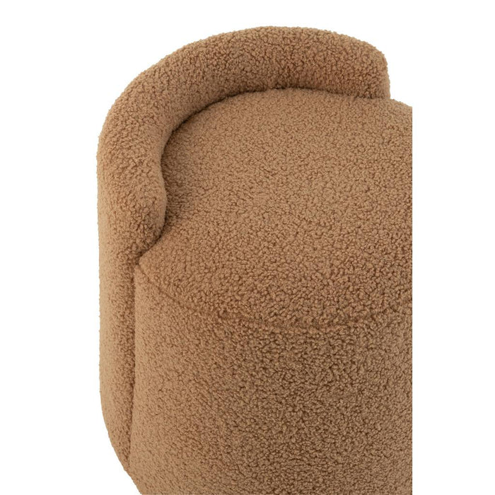 Poef Bruin Bouclé Teddy Rond 40 cm-Poefs-J-Line