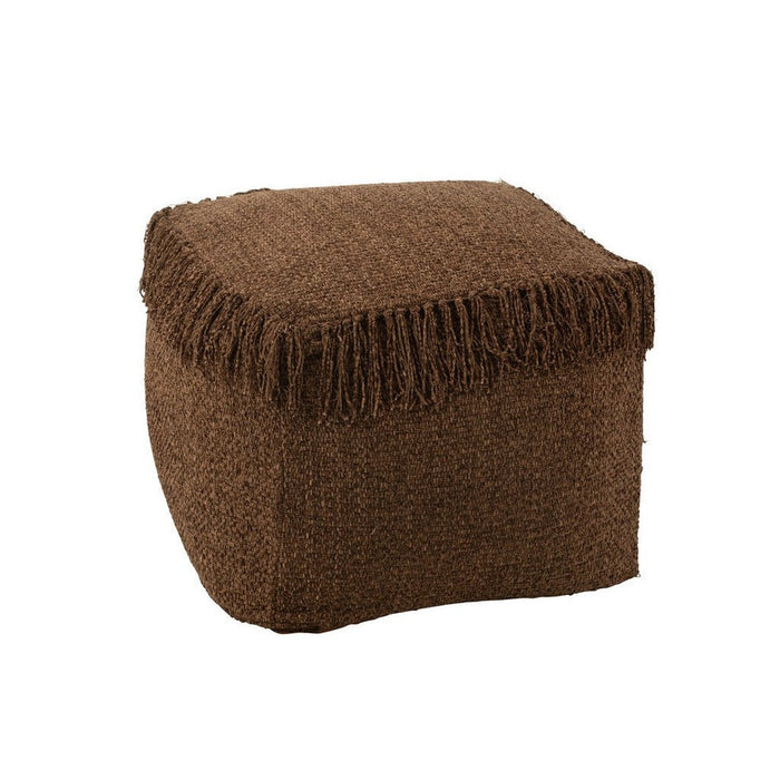 Poef Bruin Viscose Gevlochten Vierkant 55 cm-Poefs-J-Line