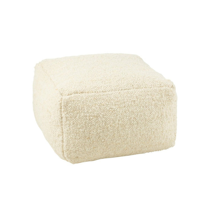 Poef Crème Wol Vierkant J-Line 60 cm-Poefs-J-Line