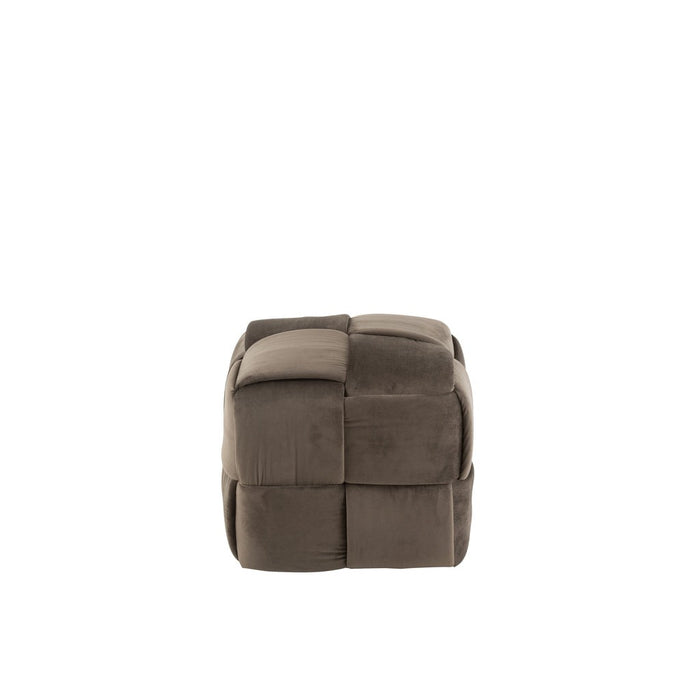 Poef Donkergrijs Stof en Hout 42 cm-Poefen-J-Line