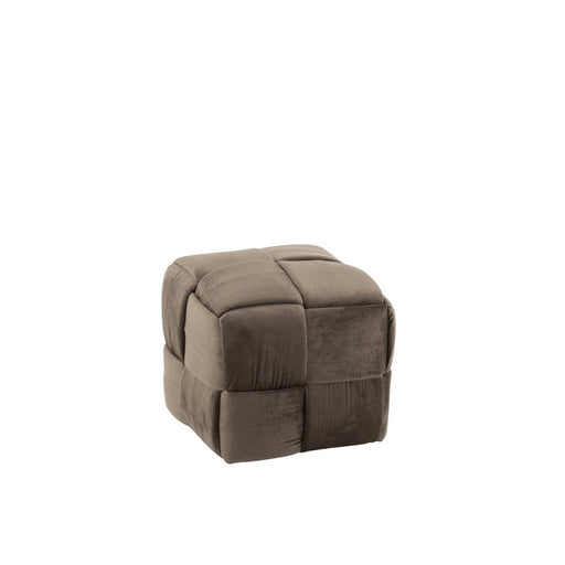 Poef Donkergrijs Stof en Hout 42 cm-Poefen-J-Line