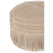 Poef Grijs Leer Franje Rond 54 cm-Poefs-J-Line