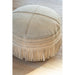 Poef Grijs Leer Franje Rond 54 cm-Poefs-J-Line
