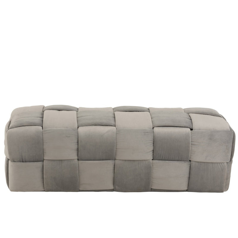 Poef Grijs Stof en Multiplex Hout 42 cm 42x120x38 cm-Poefs-J-Line