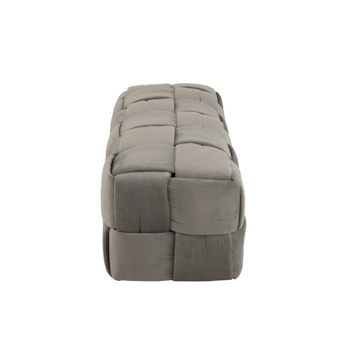Poef Grijs Stof en Multiplex Hout 42 cm-Poefs-J-Line