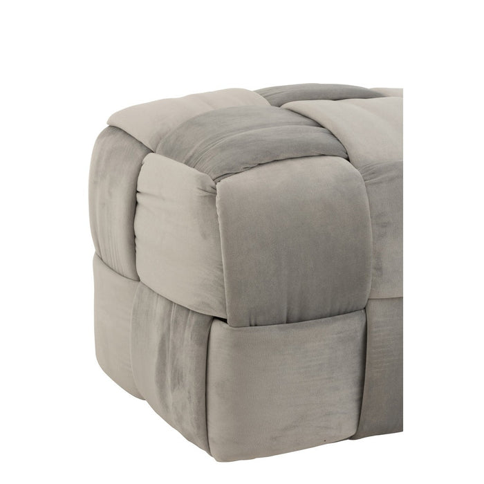 Poef Grijs Stof en Multiplex Hout 42 cm-Poefs-J-Line