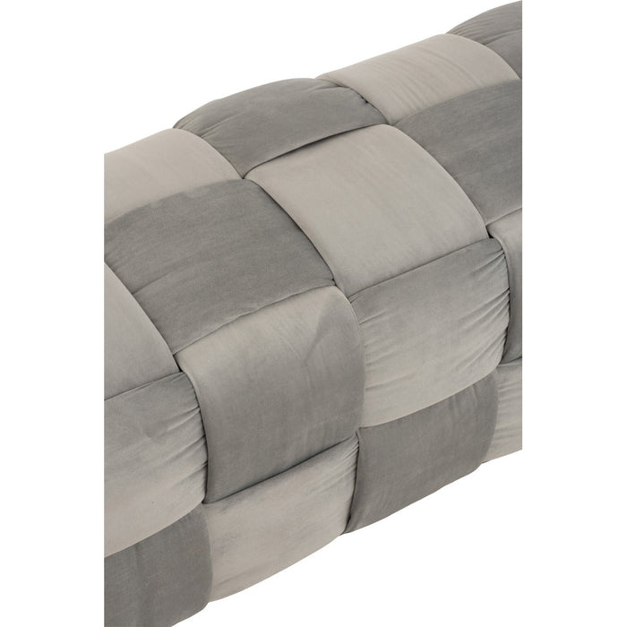 Poef Grijs Stof en Multiplex Hout 42 cm-Poefs-J-Line