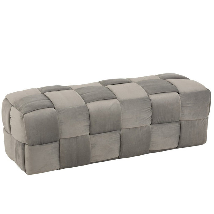 Poef Grijs Stof en Multiplex Hout 42 cm-Poefs-J-Line