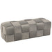 Poef Grijs Stof en Multiplex Hout 42 cm-Poefs-J-Line