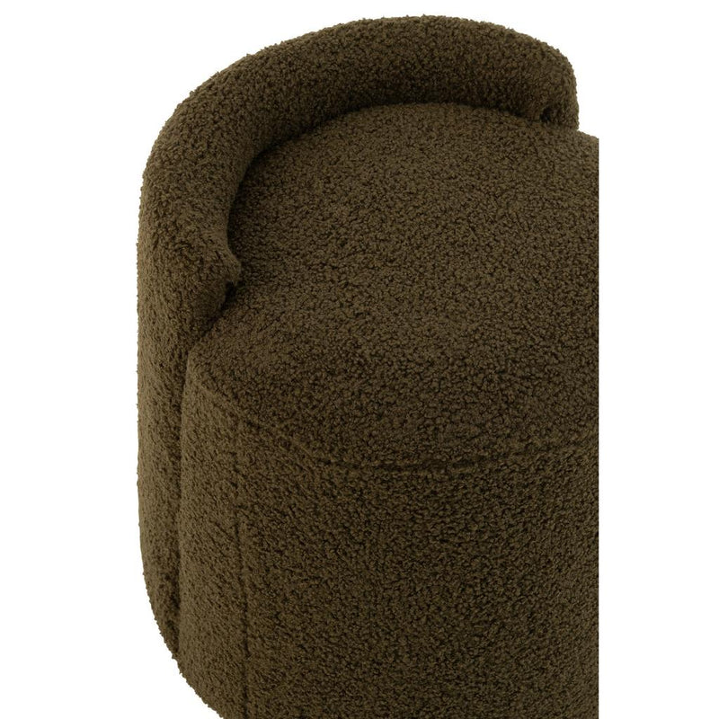 Poef Groen Bouclé Teddy Rond 40 cm 40x40x38 cm-Poefs-J-Line