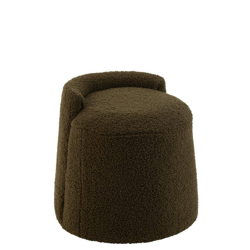 Poef Groen Bouclé Teddy Rond 40 cm 40x40x38 cm-Poefs-J-Line