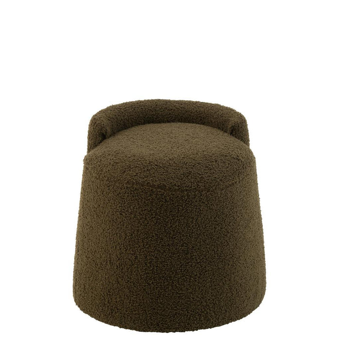 Poef Groen Bouclé Teddy Rond 40 cm-Poefen-J-Line