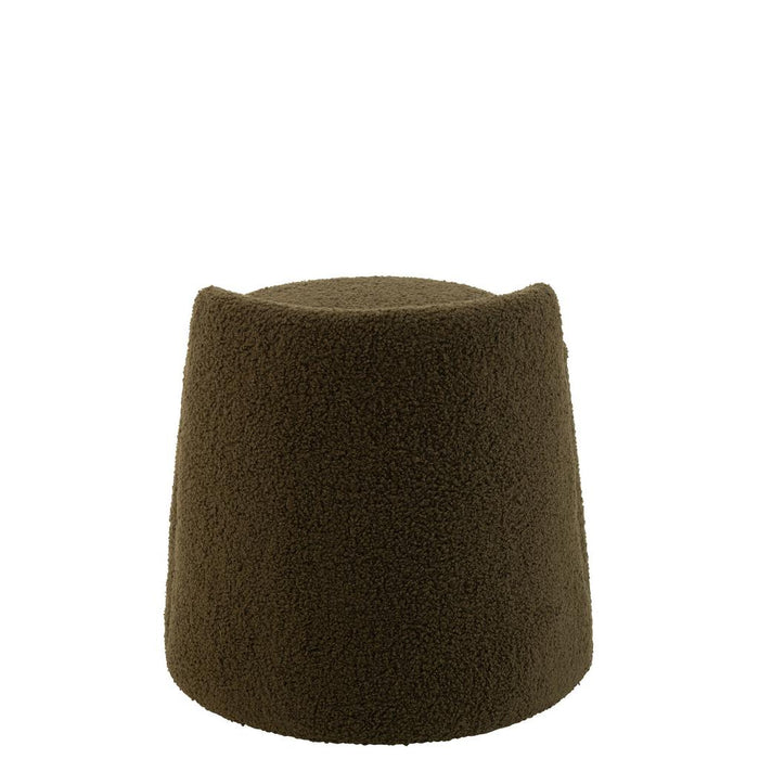 Poef Groen Bouclé Teddy Rond 40 cm-Poefen-J-Line