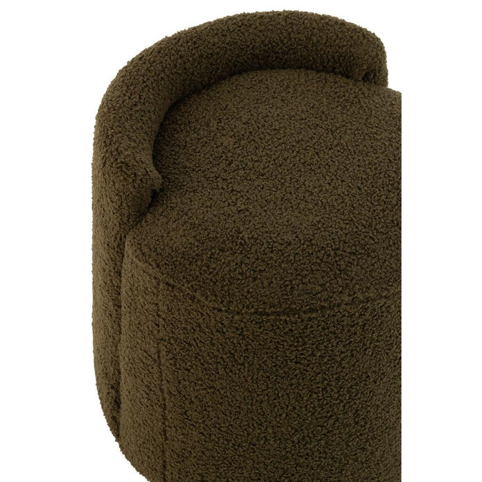 Poef Groen Bouclé Teddy Rond 40 cm-Poefen-J-Line