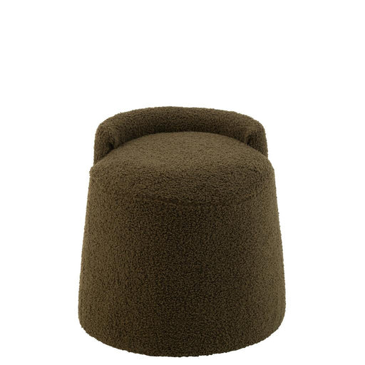 Poef Groen Bouclé Teddy Rond 40 cm-Poefs-J-Line