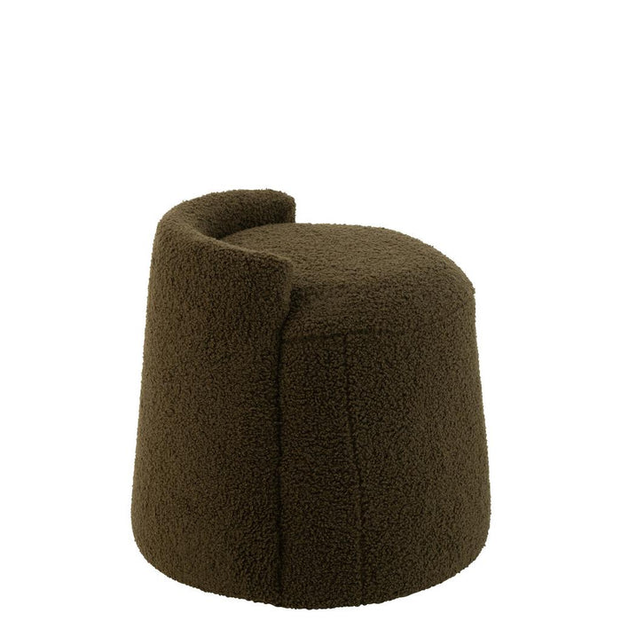 Poef Groen Bouclé Teddy Rond 40 cm-Poefs-J-Line
