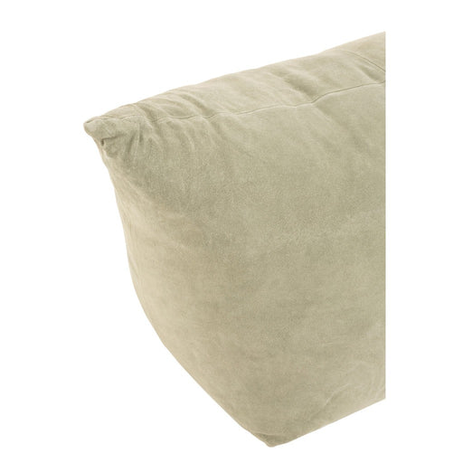 Poef Groen Leer en Katoen 45 cm-Poefen-J-Line