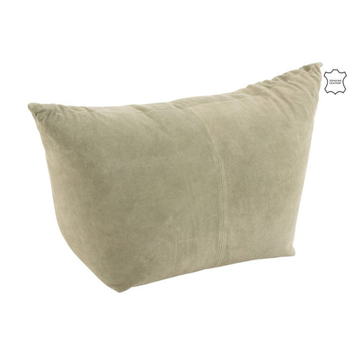 Poef Groen Leer en Katoen 45 cm-Poefen-J-Line