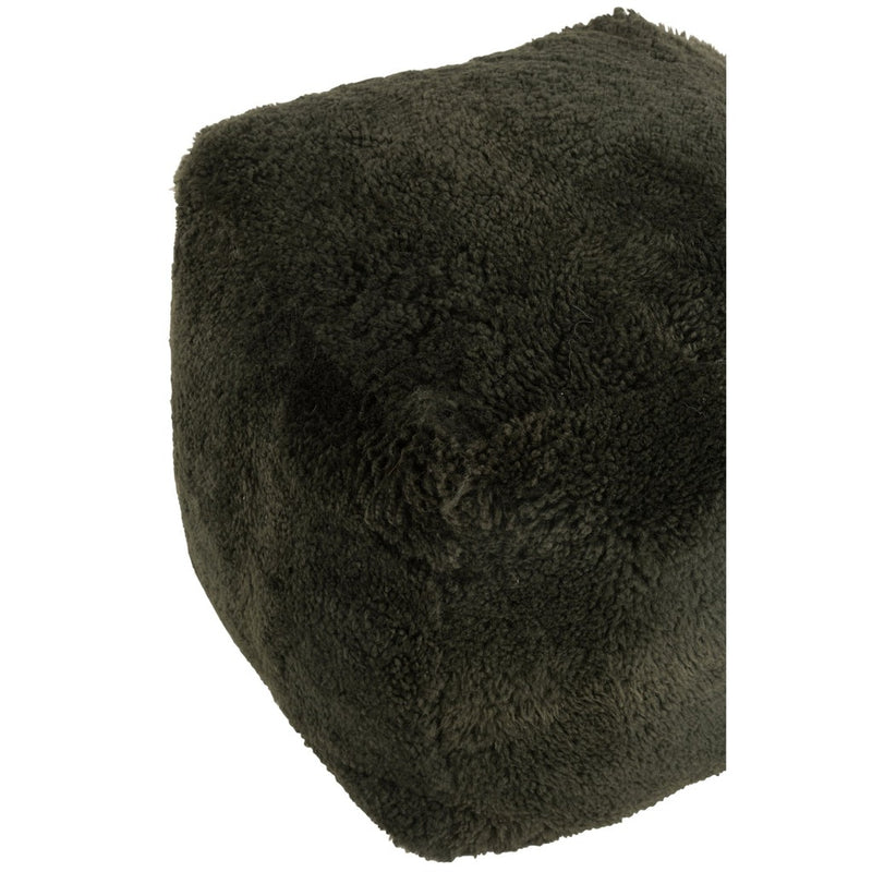 Poef Groen Textile Schapenvacht 56 cm 56x56x47 cm-Poefs-J-Line