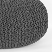 Poef Knitted Antraciet Katoen L 70x70x35 cm-Poefs-LABEL51