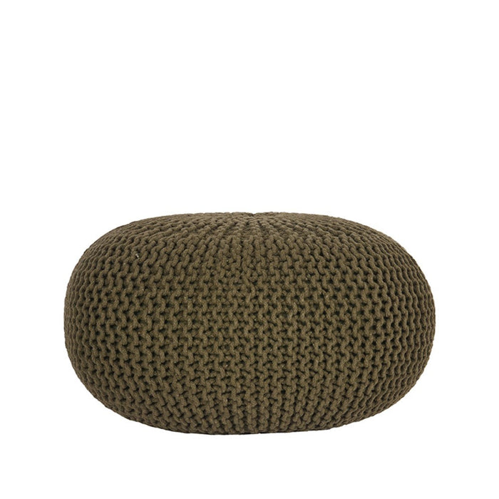 Poef Knitted - Army green - Katoen - L-Poefs-LABEL51