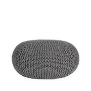 Poef Knitted Donkergrijs Katoen L 70x70x35 cm-Poefs-LABEL51