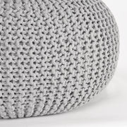 Poef Knitted Lichtgrijs Katoen L 70x70x35 cm-Poefs-LABEL51
