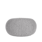 Poef Knitted Lichtgrijs Katoen L 70x70x35 cm-Poefs-LABEL51