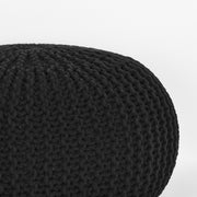 Poef Knitted Zwart Katoen L 70x70x35 cm-Poefs-LABEL51