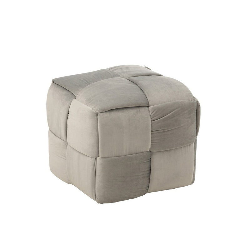Poef Lichtgrijs Stof en Hout 42 cm 42x42x40 cm-Poefs-J-Line