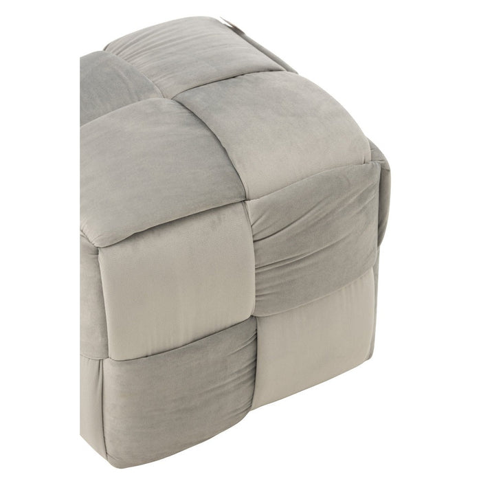 Poef Lichtgrijs Stof en Hout 42 cm-Poefs-J-Line