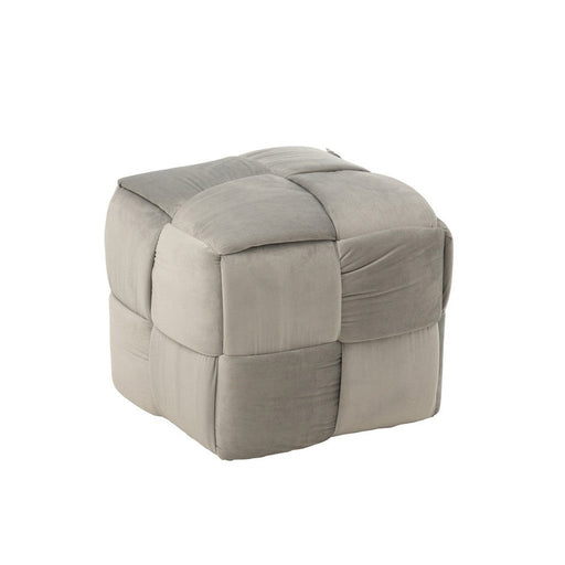 Poef Lichtgrijs Stof en Hout 42 cm-Poefs-J-Line