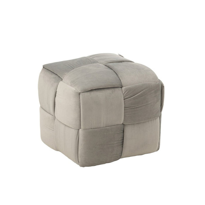 Poef Lichtgrijs Stof en Hout 42 cm-Poefs-J-Line