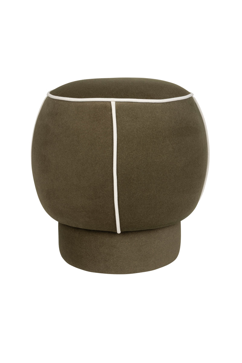 Poef Marina Polyester, Hout Groen Ø45x48 cm-Krukken-Creating Home