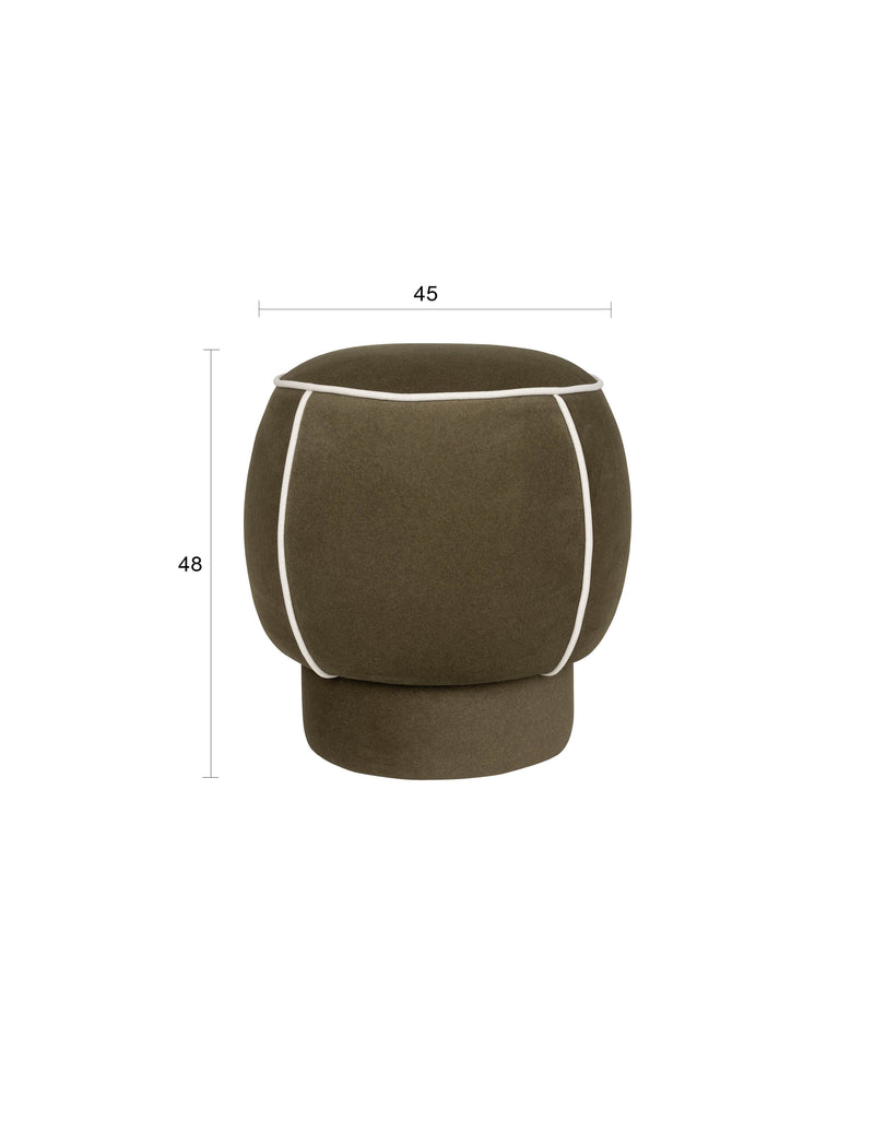 Poef Marina Polyester, Hout Groen Ø45x48 cm-Krukken-Creating Home