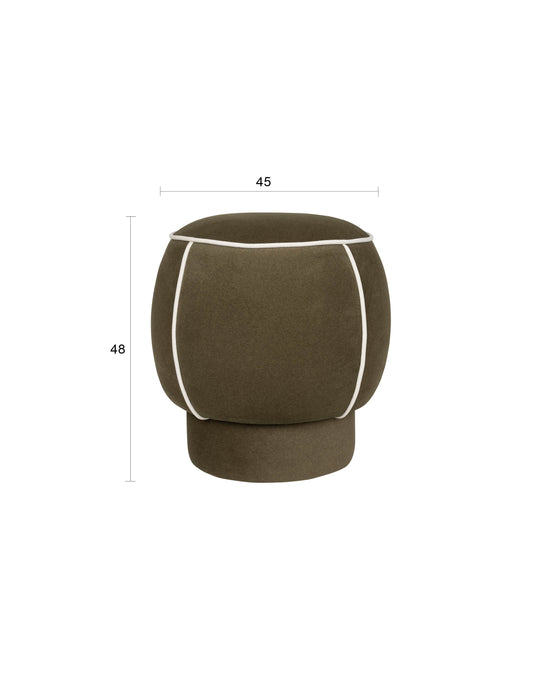 Poef Marina Polyester, Hout Groen Ø45x48 cm-Krukken-Creating Home