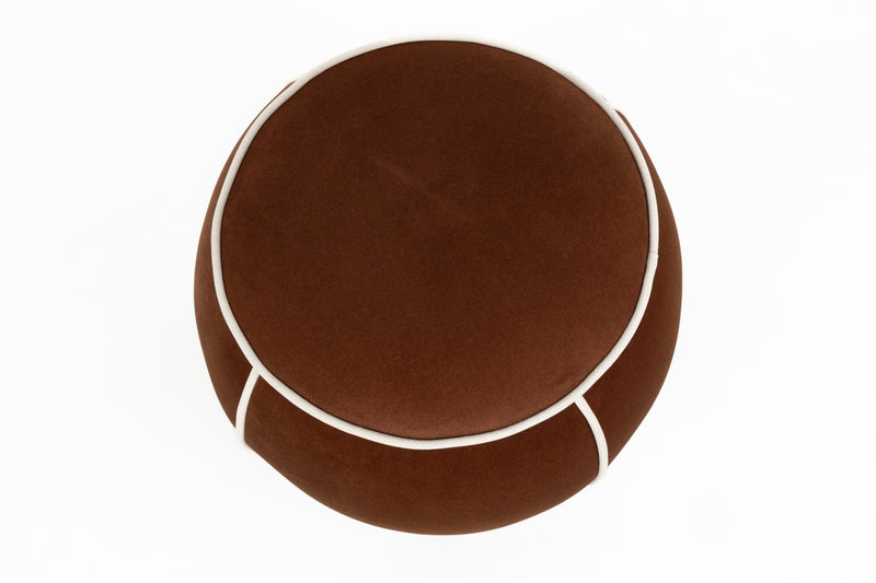 Poef Marina Polyester, Hout Rood Ø45x48 cm-Krukken-Creating Home