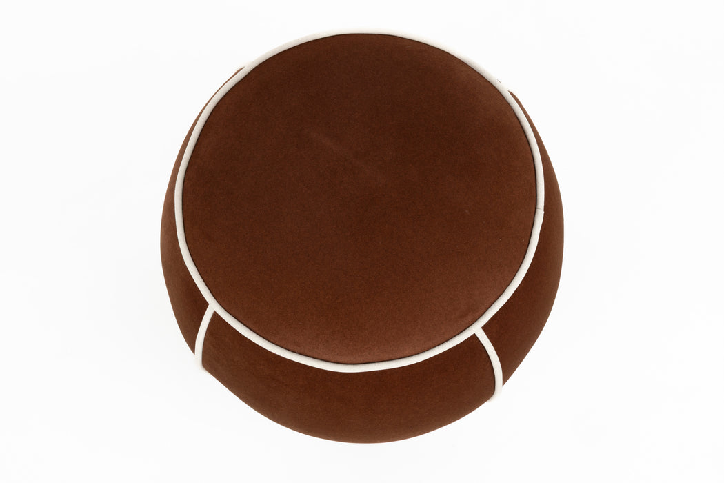 Poef Marina Polyester, Hout Rood Ø45x48 cm-Poefs-Creating Home