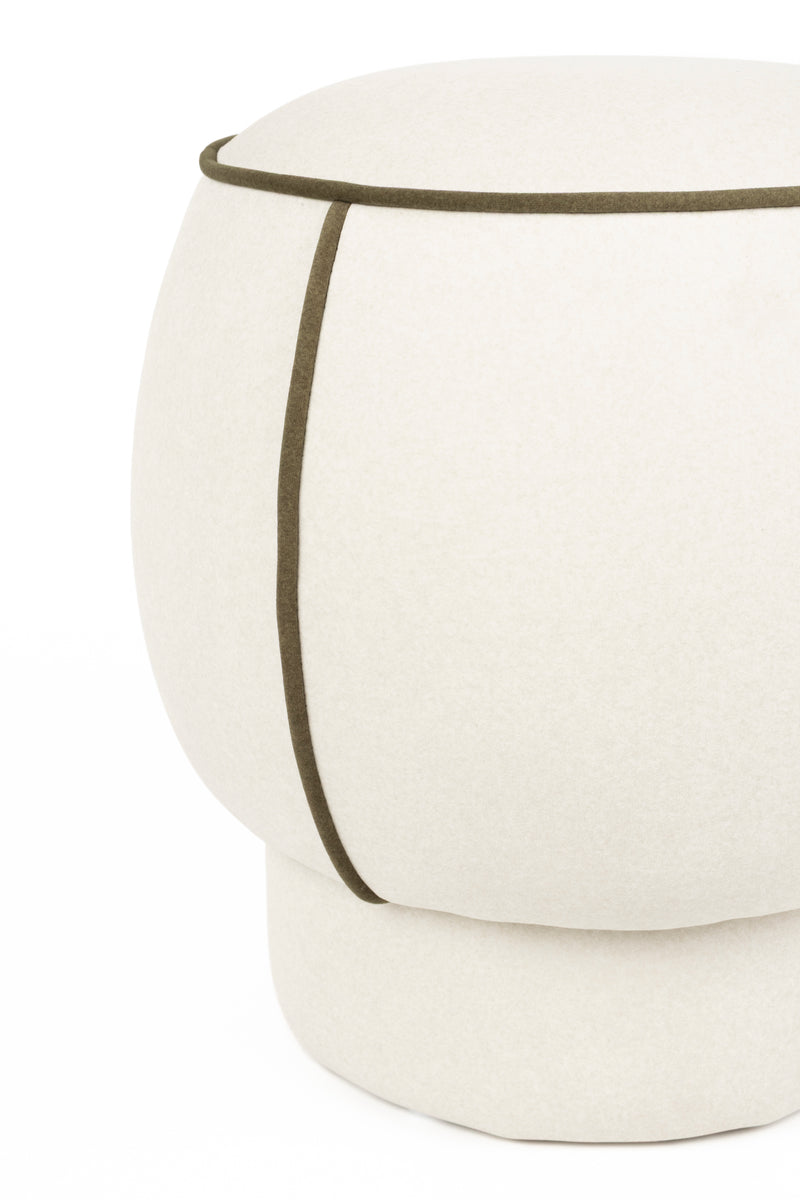 Poef Marina Polyester, Hout Wit Ø45x48 cm-Krukken-Creating Home