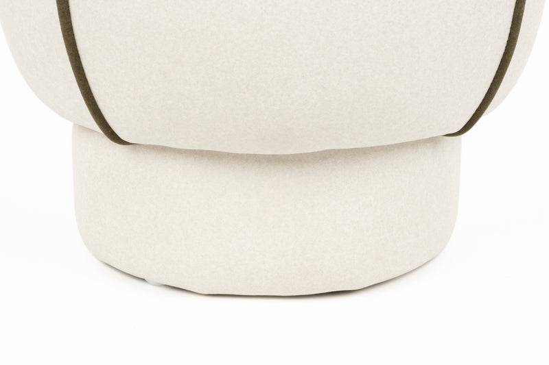 Poef Marina Polyester, Hout Wit Ø45x48 cm-Krukken-Creating Home