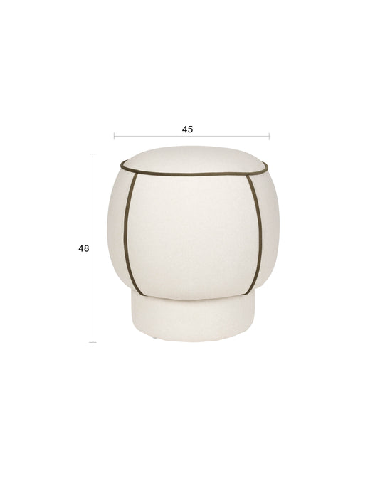 Poef Marina Polyester, Hout Wit Ø45x48 cm-Krukken-Creating Home