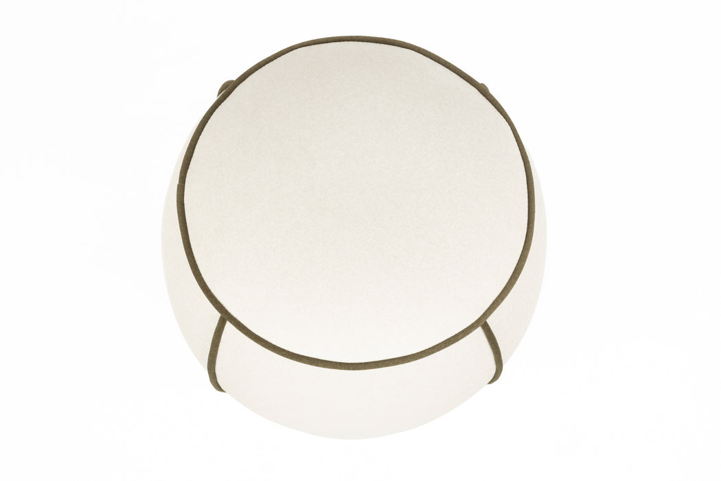 Poef Marina Polyester, Hout Wit Ø45x48 cm-Poefs-White Label Living