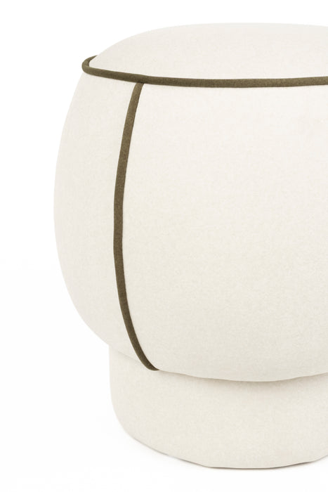 Poef Marina Polyester, Hout Wit Ø45x48 cm-Poefs-White Label Living