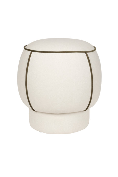 Poef Marina Polyester, Hout Wit Ø45x48 cm-Poefs-White Label Living