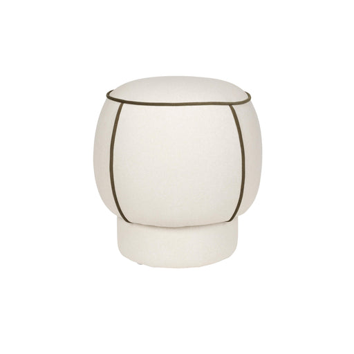 Poef Marina Polyester, Hout Wit Ø45x48 cm-Poefs-Creating Home